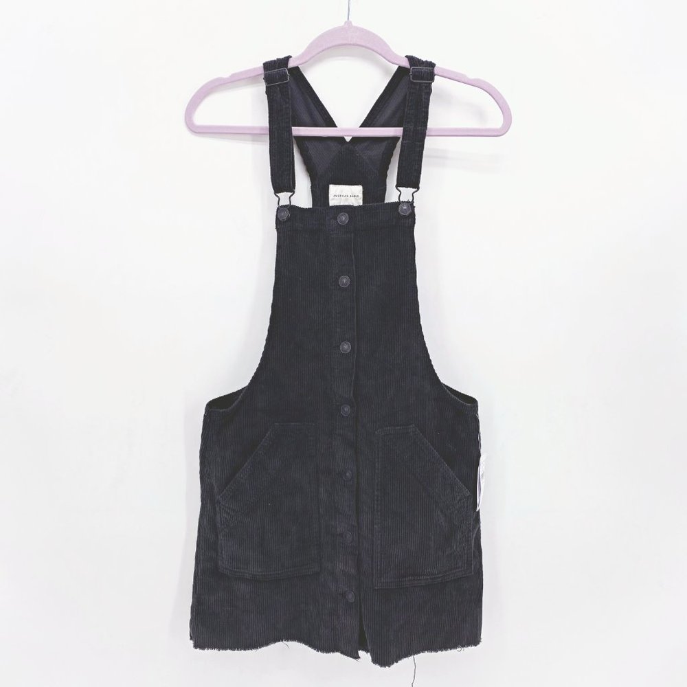 AEO Button Front Corduroy Overall Dress